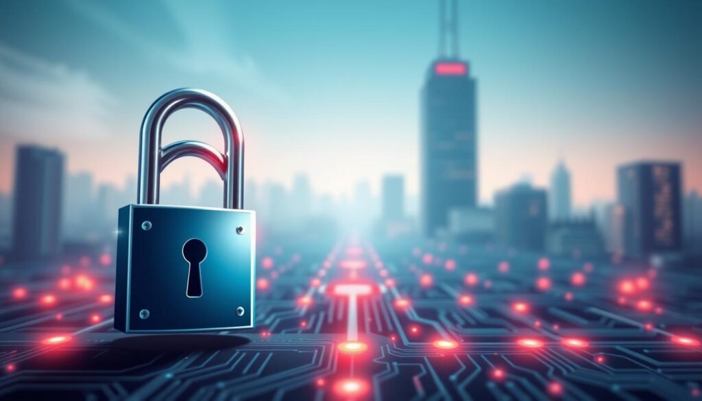 A secure data sanctuary, a gleaming fortress of cybersecurity. In the foreground, a digital padlock symbolizes the inviolable protection of sensitive information. The middle ground depicts a network of interconnected circuits, pulsing with the lifeblood of data analytics. In the background, a hazy silhouette of a skyscraper, representing the corporate landscape where data privacy and security are paramount. Soft, directional lighting casts an aura of professionalism and trustworthiness, while a shallow depth of field emphasizes the focal points. The overall mood is one of confidence, reliability, and unwavering commitment to safeguarding the most valuable asset: data. A secure data sanctuary, a gleaming fortress of cybersecurity. In the foreground, a digital padlock symbolizes the inviolable protection of sensitive information. The middle ground depicts a network of interconnected circuits, pulsing with the lifeblood of data analytics. In the background, a hazy silhouette of a skyscraper, representing the corporate landscape where data privacy and security are paramount. Soft, directional lighting casts an aura of professionalism and trustworthiness, while a shallow depth of field emphasizes the focal points. The overall mood is one of confidence, reliability, and unwavering commitment to safeguarding the most valuable asset: data.