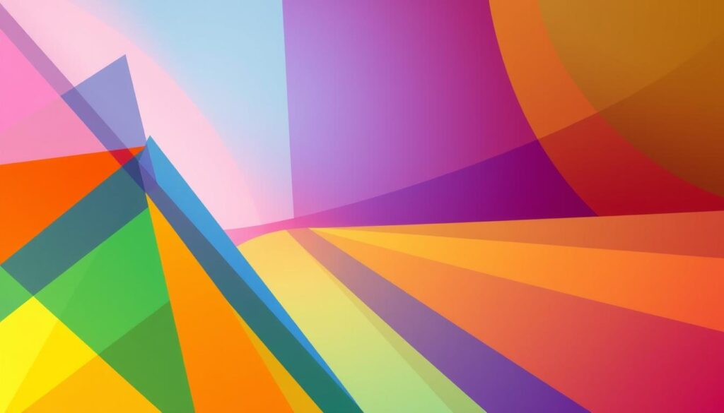 A vibrant and visually compelling illustration of color psychology, showcasing a dynamic composition of overlapping geometric shapes, gradient fills, and subtle lighting effects. The foreground features a bold, angular arrangement of primary and secondary colors, symbolizing the fundamental principles of color theory. The middle ground integrates a spectrum of hues, representing the nuanced interplay of color perception and emotional responses. The background subtly blends warm and cool tones, creating a sense of depth and balance. Captured with a wide-angle lens, the image conveys a sense of depth and dynamism, illustrating the powerful influence of color in web design.