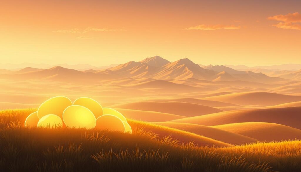 Contextual Prompts: a meticulously crafted landscape, illuminated by warm, diffused lighting that casts a soothing glow over the scene. In the foreground, a cluster of glowing, abstract shapes representing different types of prompts, their outlines softly blending together. In the middle ground, a vast expanse of rolling hills and valleys, hinting at the depth and complexity of prompt engineering. In the distant background, a towering mountain range, symbolizing the limitless potential of language-based image generation. The entire composition exudes a sense of harmony and balance, inviting the viewer to explore the nuances of prompt design.