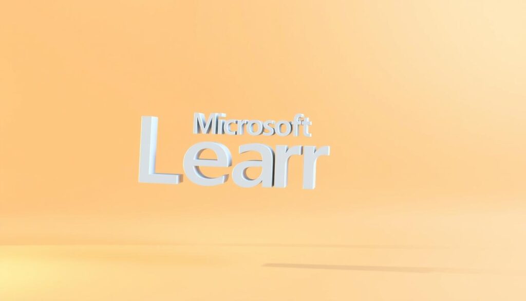 A modern, clean design of the "Microsoft Learn" logo, rendered in a minimalist 3D style with subtle depth and perspective. The logo hovers against a warm, neutral background with soft lighting from the top left, casting gentle shadows. The materials have a sleek, polished finish, conveying a sense of professionalism and authority. The composition is balanced and visually appealing, perfectly suited to illustrate the "Microsoft Azure AI Engineer Certification: How to Prepare and Pass" section of the article.