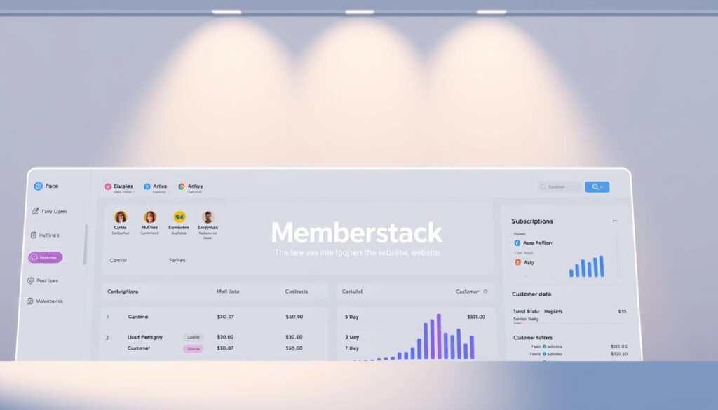 A sleek, minimalist dashboard interface showcasing the Memberstack platform. In the foreground, a clean white-and-gray UI displays intuitive user management controls, subscription plans, and customer data. The middle ground features an elegant hero section with the Memberstack logo, highlighting its seamless integration with Webflow. In the background, a soft, blurred gradient creates a sense of depth and sophistication. Subtle lighting from above casts a warm, inviting glow across the scene. The overall aesthetic conveys the power and simplicity of Memberstack's auth, payments, and data solutions for Webflow-powered websites. A sleek, minimalist dashboard interface showcasing the Memberstack platform. In the foreground, a clean white-and-gray UI displays intuitive user management controls, subscription plans, and customer data. The middle ground features an elegant hero section with the Memberstack logo, highlighting its seamless integration with Webflow. In the background, a soft, blurred gradient creates a sense of depth and sophistication. Subtle lighting from above casts a warm, inviting glow across the scene. The overall aesthetic conveys the power and simplicity of Memberstack's auth, payments, and data solutions for Webflow-powered websites.