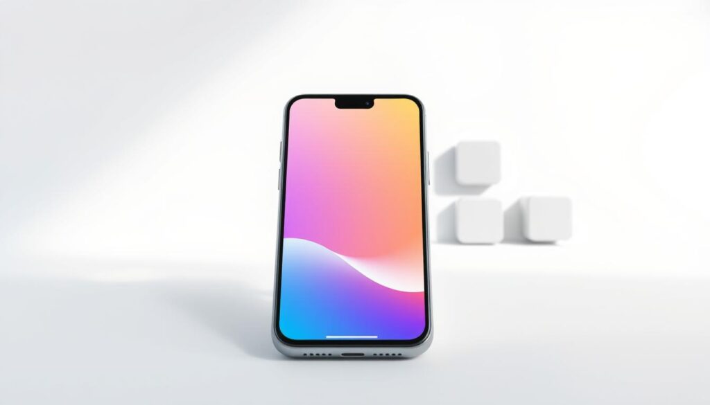 A sleek, minimalist prototype app interface displayed on a clean, white background. In the foreground, a modern smartphone with a seamless, edge-to-edge screen showcases a simplified, intuitive app design. The UI features bold, geometric shapes, soft gradients, and subtle animations, creating a sense of vibrancy and interactivity. In the middle ground, a series of modular, snap-together components represent the flexible, modular nature of the Vibe Coding approach. The background is illuminated by soft, natural lighting, casting gentle shadows and highlights that accentuate the app's tactile, material qualities. The overall impression is one of elegance, simplicity, and the effortless harmony of form and function.