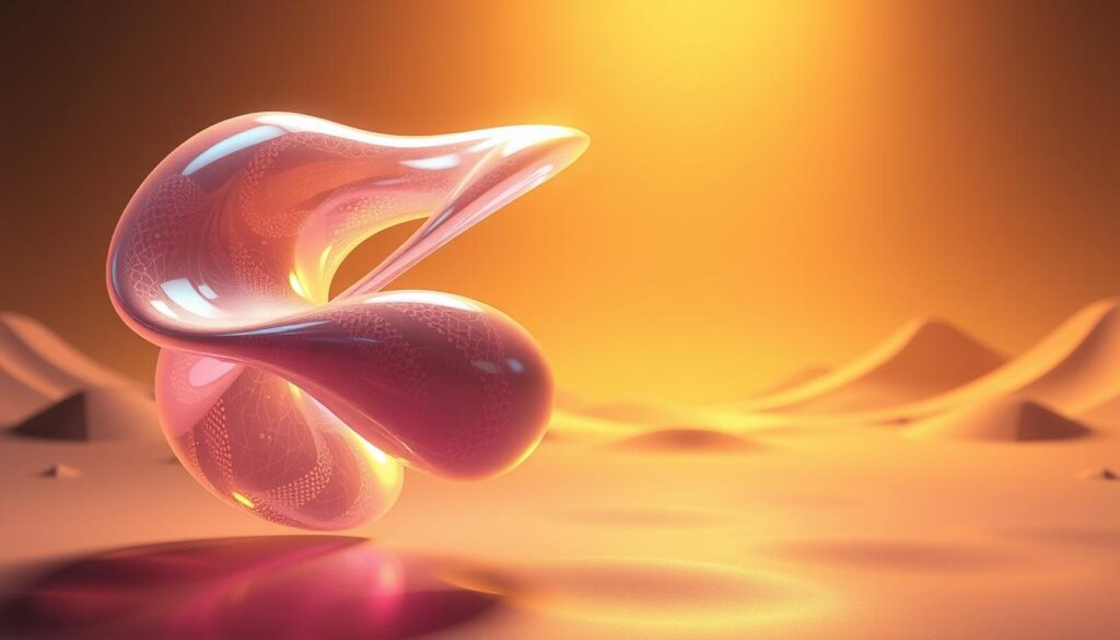 A visually striking 3D animation showcasing fluid, dynamic motion. The foreground features a mesmerizing abstract shape, its surfaces reflecting intricate patterns and shifting colors as it gracefully twists and turns through the frame. The middle ground is filled with a soft, ethereal glow that envelops the central form, creating a sense of depth and atmosphere. In the background, subtle hints of a minimalist, low-poly landscape provide a serene, futuristic setting, illuminated by a warm, directional lighting that casts dramatic shadows and highlights. The overall mood is one of wonder and technological prowess, inviting the viewer to become immersed in the captivating display of virtual movement. A visually striking 3D animation showcasing fluid, dynamic motion. The foreground features a mesmerizing abstract shape, its surfaces reflecting intricate patterns and shifting colors as it gracefully twists and turns through the frame. The middle ground is filled with a soft, ethereal glow that envelops the central form, creating a sense of depth and atmosphere. In the background, subtle hints of a minimalist, low-poly landscape provide a serene, futuristic setting, illuminated by a warm, directional lighting that casts dramatic shadows and highlights. The overall mood is one of wonder and technological prowess, inviting the viewer to become immersed in the captivating display of virtual movement.