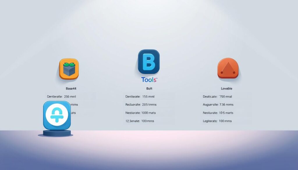 A comprehensive comparison of three web development tools - Base44, Bolt, and Lovable - presented in a meticulously designed, minimalist layout. The foreground showcases the tools' distinctive icons, strategically positioned to highlight their unique capabilities. The middle ground features neatly organized technical specifications, allowing for a direct side-by-side evaluation. The background provides a clean, neutral setting, with subtle gradients and a touch of moody lighting, creating an atmosphere of professional assessment. The overall composition conveys a sense of analytical precision, guiding the viewer through a thoughtful, data-driven comparison of these powerful development solutions. A comprehensive comparison of three web development tools - Base44, Bolt, and Lovable - presented in a meticulously designed, minimalist layout. The foreground showcases the tools' distinctive icons, strategically positioned to highlight their unique capabilities. The middle ground features neatly organized technical specifications, allowing for a direct side-by-side evaluation. The background provides a clean, neutral setting, with subtle gradients and a touch of moody lighting, creating an atmosphere of professional assessment. The overall composition conveys a sense of analytical precision, guiding the viewer through a thoughtful, data-driven comparison of these powerful development solutions.