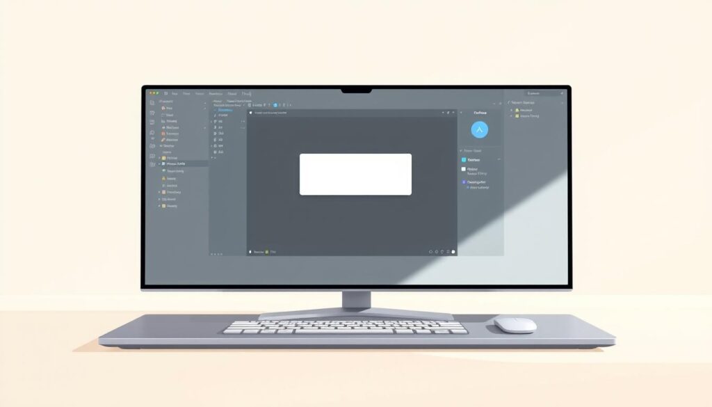 A minimalist, elegant software application interface displayed on a sleek desktop device. The foreground features a clean, uncluttered user interface with a central prompt input field, surrounded by subtle design elements and icons suggestive of app development tools. The middle ground showcases a floating window displaying a sample application, hinting at the prototyping capabilities. The background is a soft, neutral gradient, creating a calm, focused atmosphere conducive to the creative app-building process. The lighting is natural and diffused, accentuating the modern, high-tech aesthetic. The camera angle is slightly elevated, providing an inviting, user-centric perspective.
