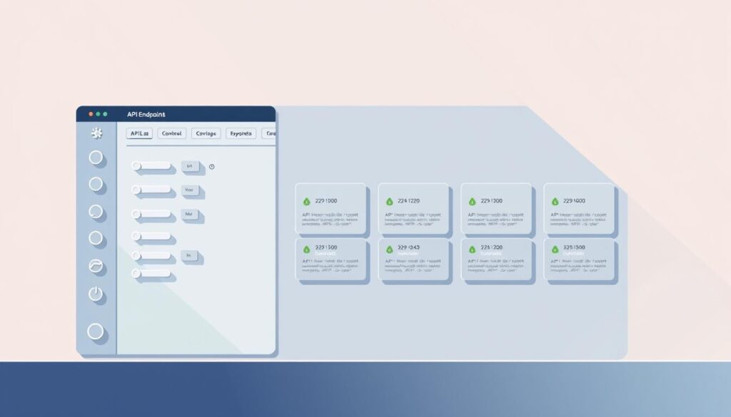 A sleek, minimalist interface showcasing an API access control panel, complete with toggles, dropdown menus, and data visualization elements. The foreground features a modern, high-contrast color scheme with clean typography and smooth, intuitive iconography. The middle ground displays a series of API endpoint tiles, each with detailed information on authentication, rate limits, and documentation. The background subtly transitions between muted gradients, evoking a sense of technological sophistication. Bright, directional lighting casts dynamic shadows, highlighting the depth and dimensionality of the scene. The overall mood is one of precision, efficiency, and the power of accessible, niche-focused AI services.