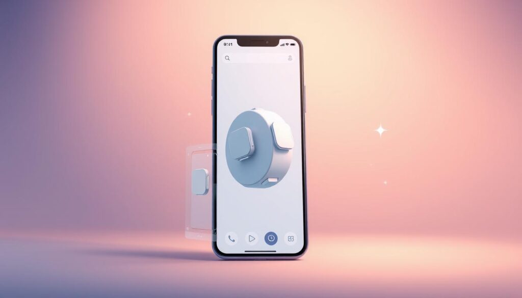 A sleek, modern mobile app interface showcasing rapid prototyping in action. The foreground displays an intuitive drag-and-drop design canvas, populated with UI elements that can be easily rearranged. The middle ground features a 3D model of a product prototype, rotating seamlessly as the user manipulates the design. The background is a minimalist gradient, emanating a sense of focus and productivity. Soft, diffused lighting casts a warm glow over the scene, creating a professional and streamlined atmosphere. The overall composition conveys the app's core benefits: speed, accessibility, and the power to rapidly ideate and iterate on new product concepts.