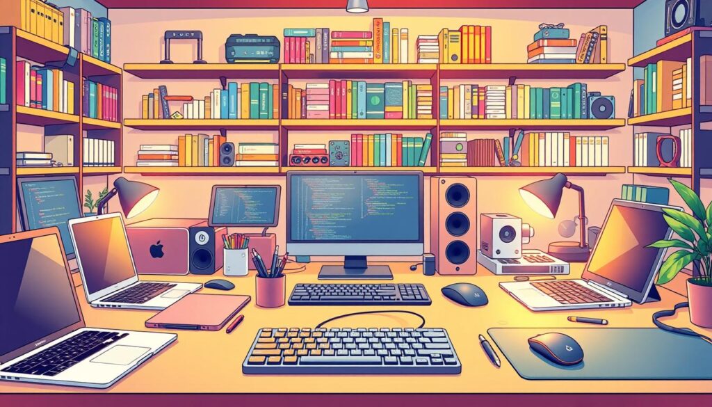 A vibrant, well-lit workspace filled with a curated collection of coding tools. In the foreground, an assortment of sleek, high-tech devices - laptops, tablets, and a minimalist mechanical keyboard - arranged with precision. The middle ground showcases ergonomic office supplies like a bespoke pen holder, a stylish mouse pad, and a compact, cordless mouse. In the background, shelves display a range of programming books, colorful code editors, and cutting-edge hardware components, all bathed in a warm, modern lighting setup. The overall atmosphere conveys a sense of efficiency, creativity, and a deep appreciation for the tools that empower smooth, "vibe-aligned" backend development. A vibrant, well-lit workspace filled with a curated collection of coding tools. In the foreground, an assortment of sleek, high-tech devices - laptops, tablets, and a minimalist mechanical keyboard - arranged with precision. The middle ground showcases ergonomic office supplies like a bespoke pen holder, a stylish mouse pad, and a compact, cordless mouse. In the background, shelves display a range of programming books, colorful code editors, and cutting-edge hardware components, all bathed in a warm, modern lighting setup. The overall atmosphere conveys a sense of efficiency, creativity, and a deep appreciation for the tools that empower smooth, "vibe-aligned" backend development.