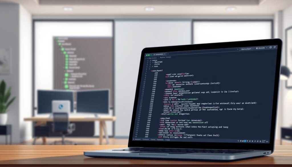 A well-organized GitHub repository, with meticulously structured directories and neatly labeled files, illuminated by soft, directional lighting. In the foreground, a laptop screen displays a clean, intuitive code editor, showcasing the developer's attention to detail and commitment to maintainable, secure code. The middle ground features a 3D model of a sleek, modern computer workstation, symbolizing the importance of a professional, organized development environment. The background depicts a serene, minimalist office space, conveying a sense of focus and productivity essential for robust, reliable software development. A well-organized GitHub repository, with meticulously structured directories and neatly labeled files, illuminated by soft, directional lighting. In the foreground, a laptop screen displays a clean, intuitive code editor, showcasing the developer's attention to detail and commitment to maintainable, secure code. The middle ground features a 3D model of a sleek, modern computer workstation, symbolizing the importance of a professional, organized development environment. The background depicts a serene, minimalist office space, conveying a sense of focus and productivity essential for robust, reliable software development.