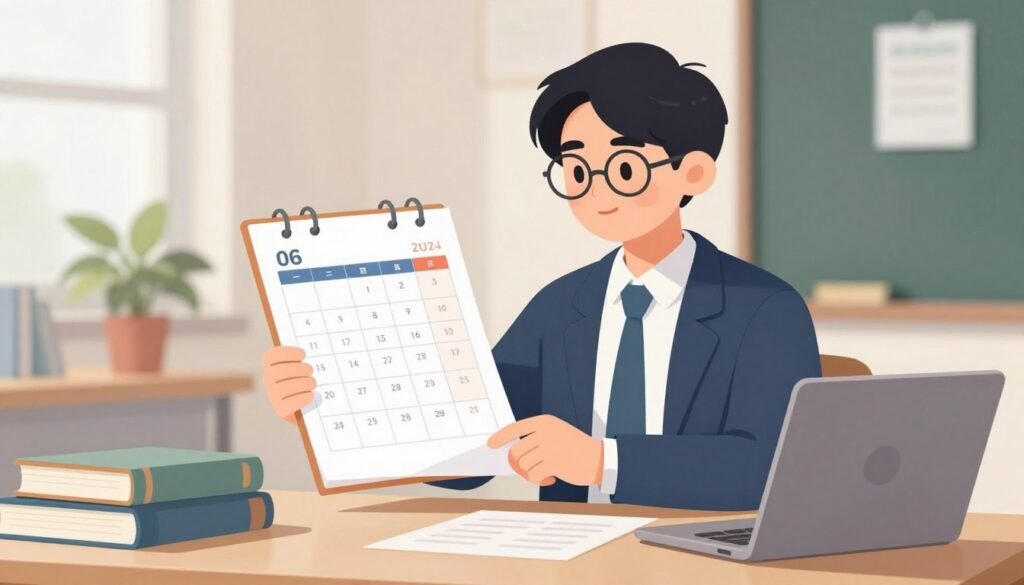 Generate an image of a student planning their day using a calendar Generate an image of a student planning their day using a calendar