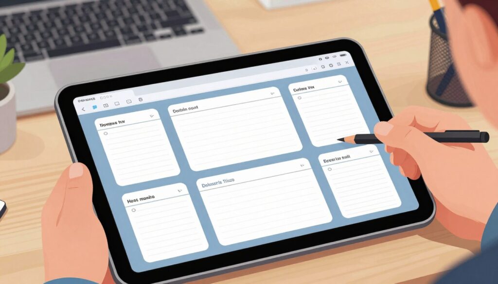 Generate an image of a tablet with note-taking apps open.