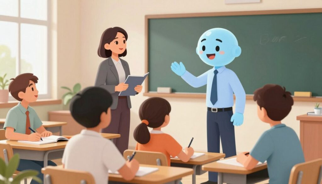 Generate an image representing AI-powered learning assistants supporting students.