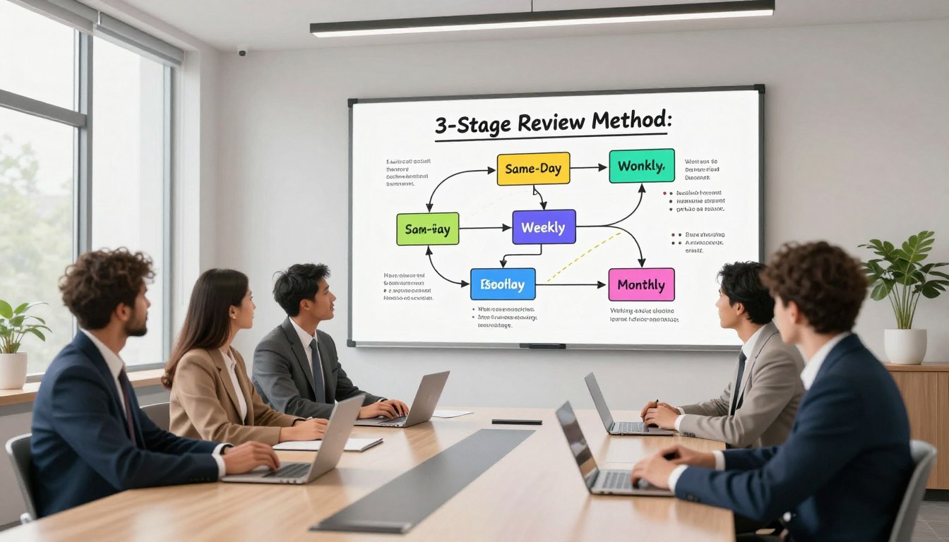 The 3-Stage Review Method: Same-Day, Weekly, Monthly