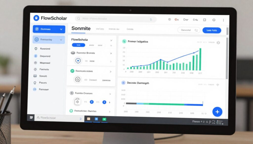 An image of FlowScholar's interface on a computer screen An image of FlowScholar's interface on a computer screen