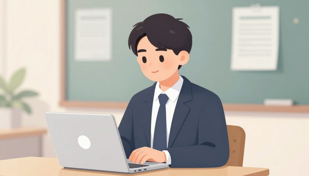 An image of a student using FlowScholar on a laptop, with a calm background An image of a student using FlowScholar on a laptop, with a calm background