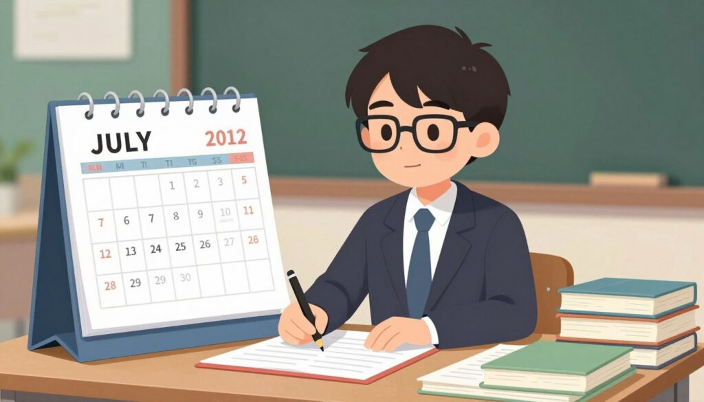 Create an image of a student at a desk with a calendar and books, symbolizing the creation of a study plan.