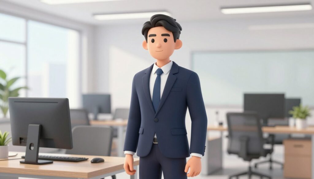 Generate an image of a person using a digital tool for semantic analysis