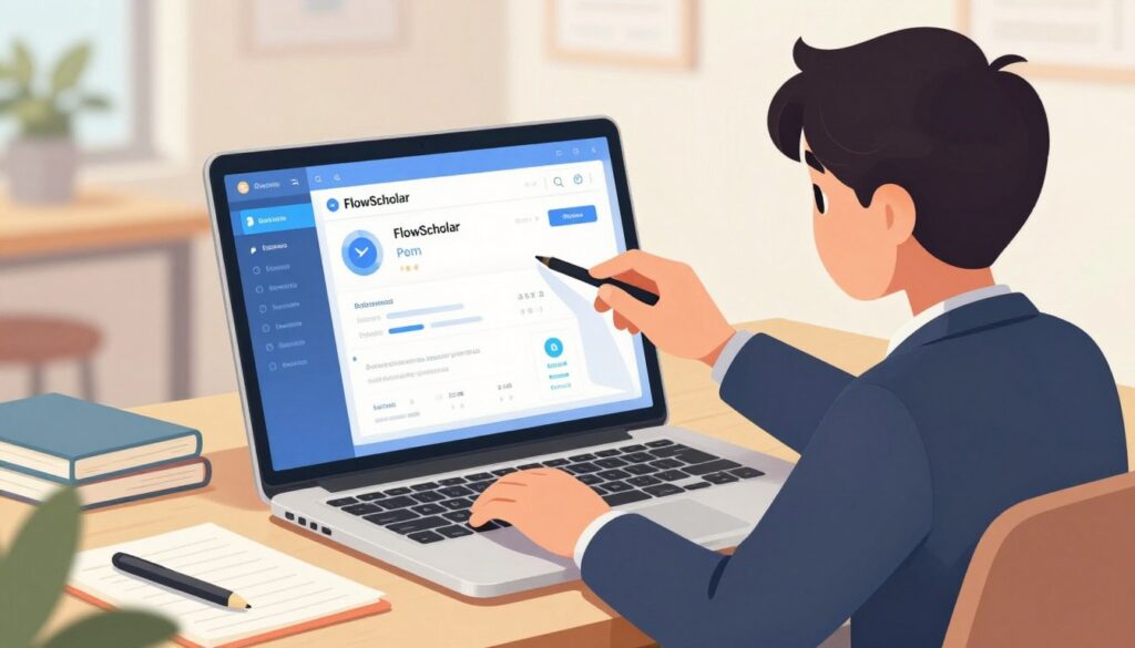 Generate an image of a student customizing their FlowScholar dashboard Generate an image of a student customizing their FlowScholar dashboard