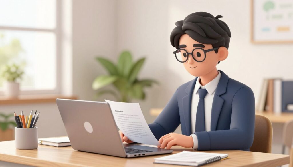 Generate an image of a student using FlowScholar on their laptop to improve their thesis statement Generate an image of a student using FlowScholar on their laptop to improve their thesis statement