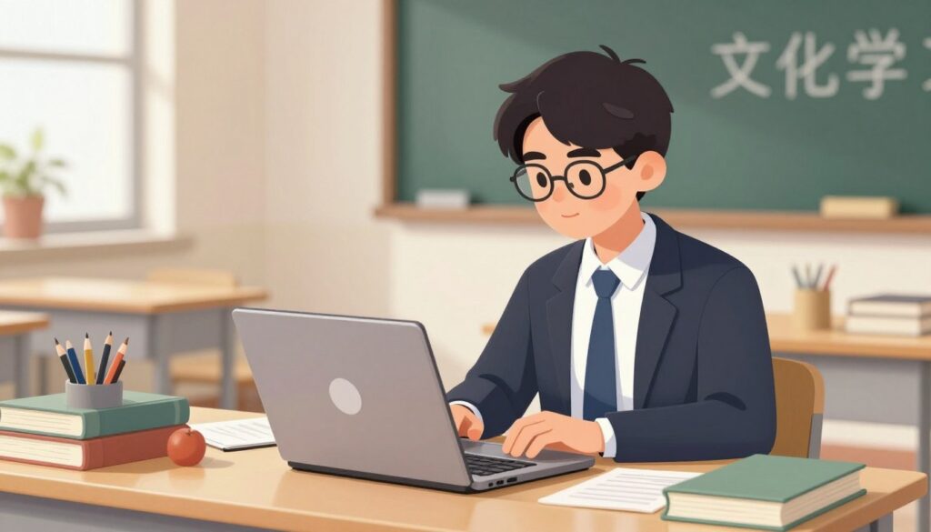 Generate an image of a student using a task management app on their laptop