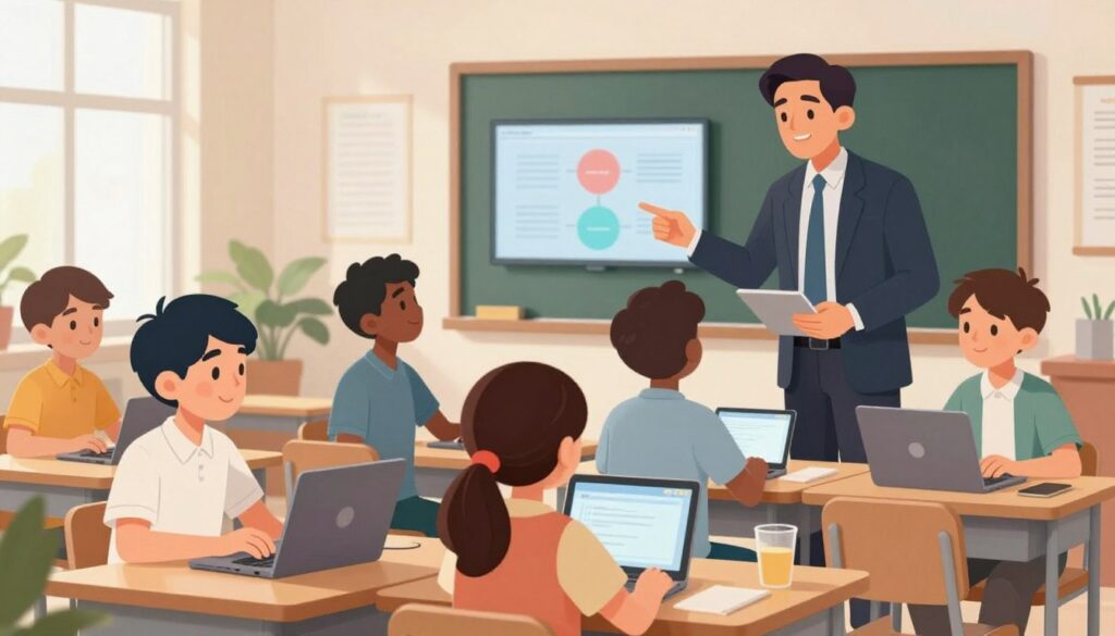 Generate an image representing AI-powered educational tools enhancing learning outcomes