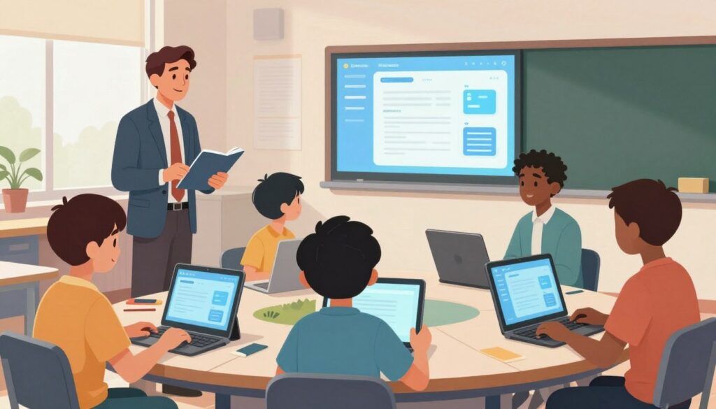 Generate an image representing AI-powered learning tools in action.