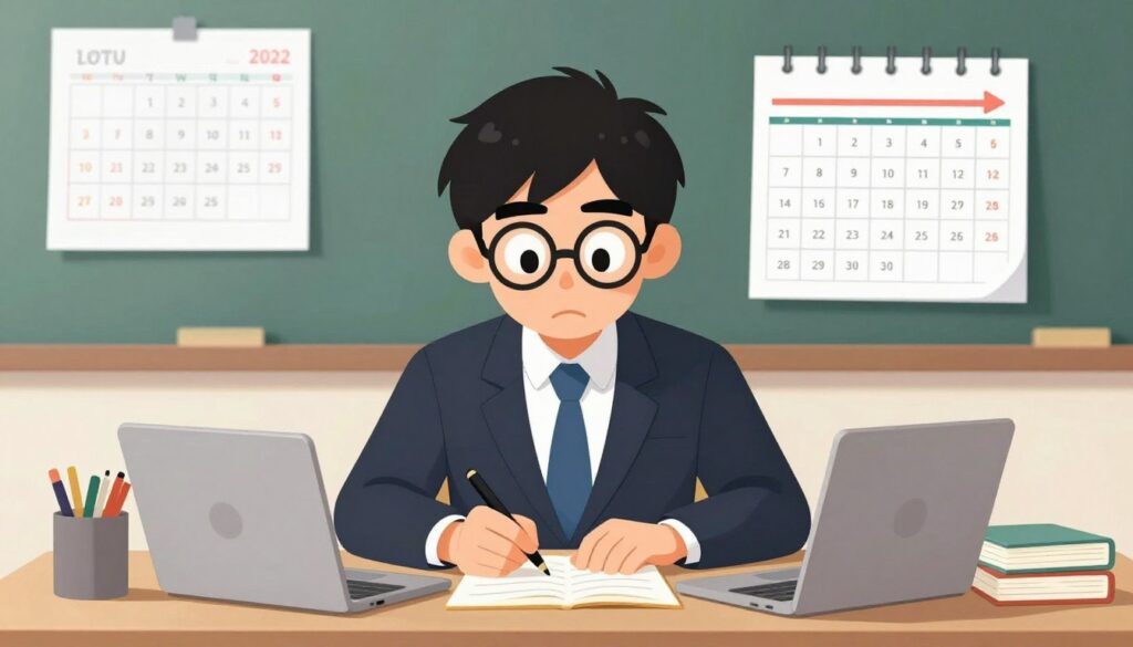 Image of a person studying with a calendar and a streak counter