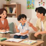 parents explaining school topics at home